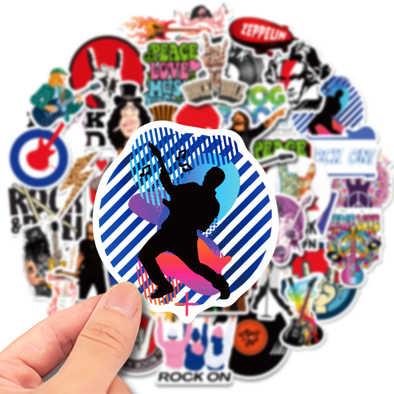 

50pcs Rock Series Record Guitar Stickers Band Rock Beatles Graffiti Car Stickers Refrigerator Personality Stickers
