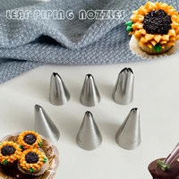 4pcs round stainless steel piping tips dessert cake pastry cookie cream santa anna leaf nozzles icing decorating kitchen tools