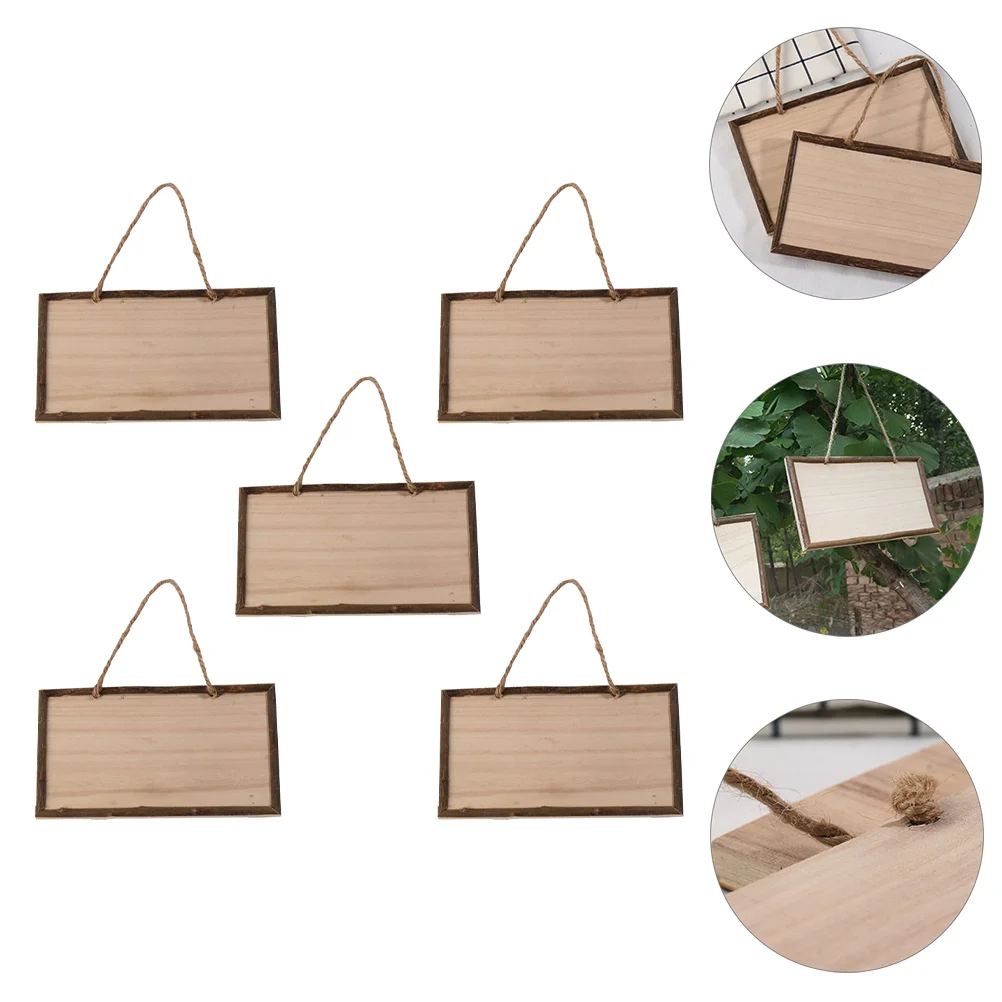 

5pcs Unfinished Wood Sign DIY Wall Sign Rectangles Hanging Wooden Plaque DIY Blank Wood Sign for DIY Projects Wedding Birthday