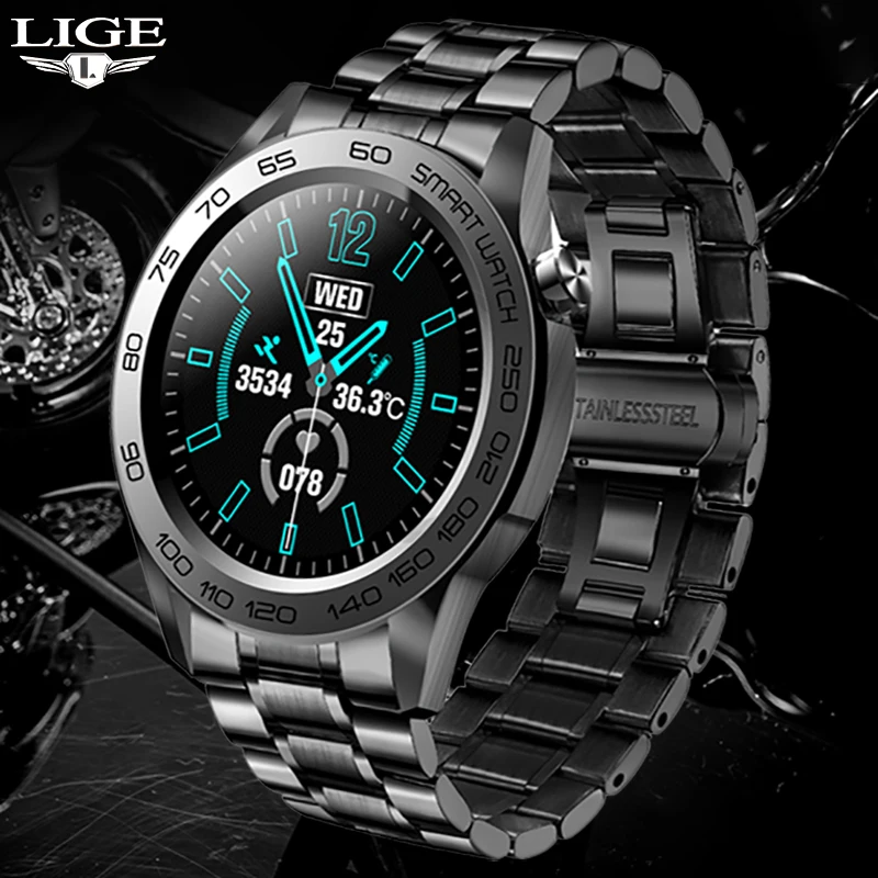 

LIGE Fashion Men Smart Watch Outdoor GPS Track Recording Sport Fitness Tracker Temperature Monitor Smartwatch For Huawei Xiaomi