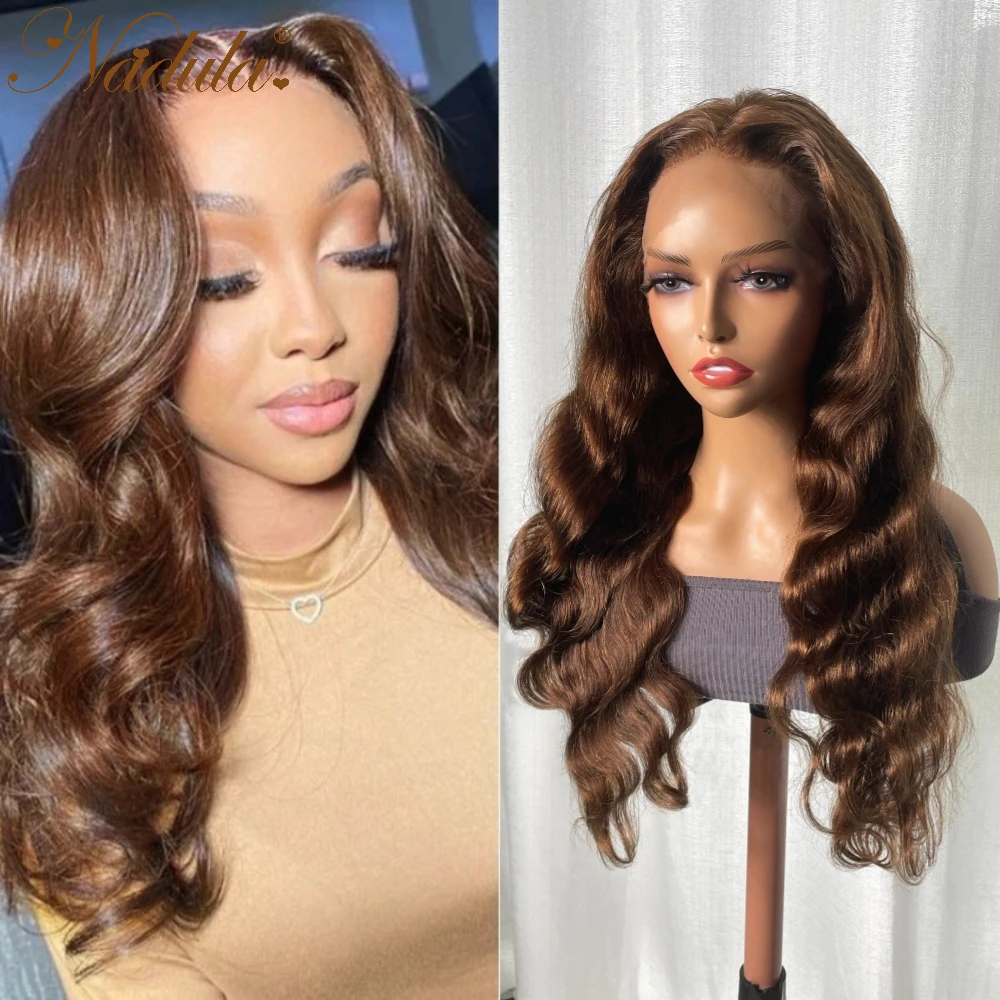 Nadula Hair 13x4 Lace Front Wig Chestnut Brown Body Wave Lace Wigs Light Brown 100% Human Hair Pre Plucked With Natural Hairline