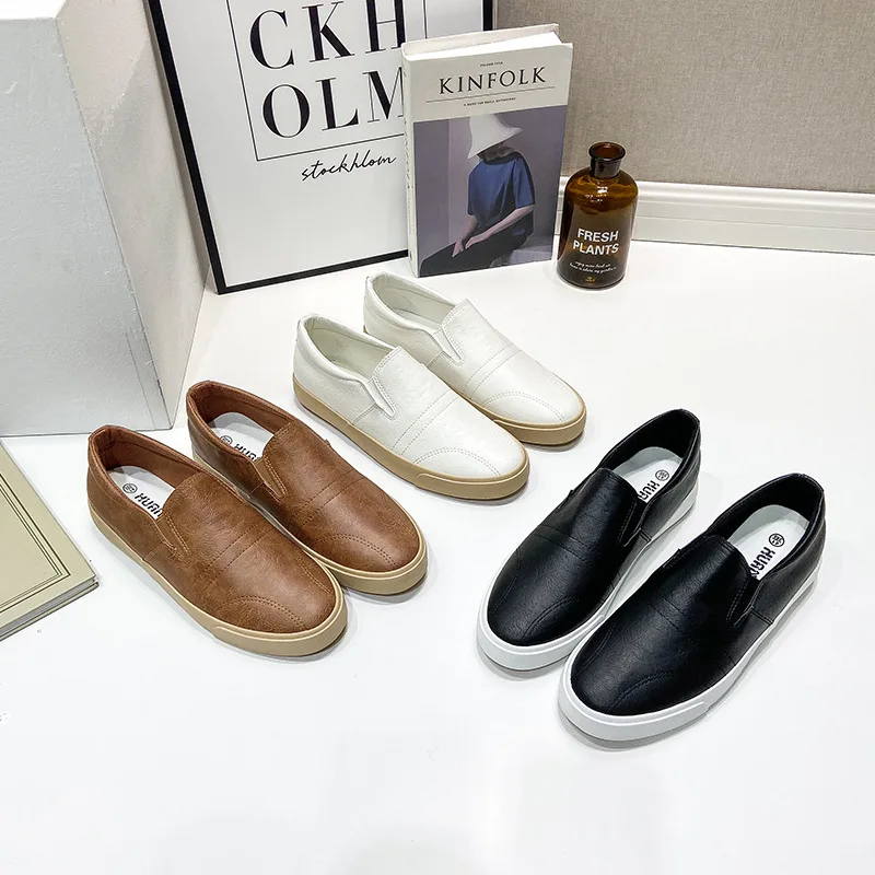 

Men's Shoes Low-top Increase One Foot Casual Elastic Board Shoes Lazy Leather Shoes 2023 New Model Zapatos Hombre Shoes for Men