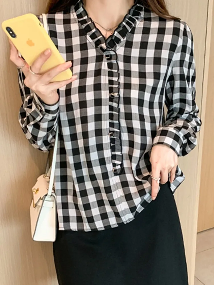 Женская Повседневная рубашка с длинным рукавом новый осенний Винтажный стиль 2023