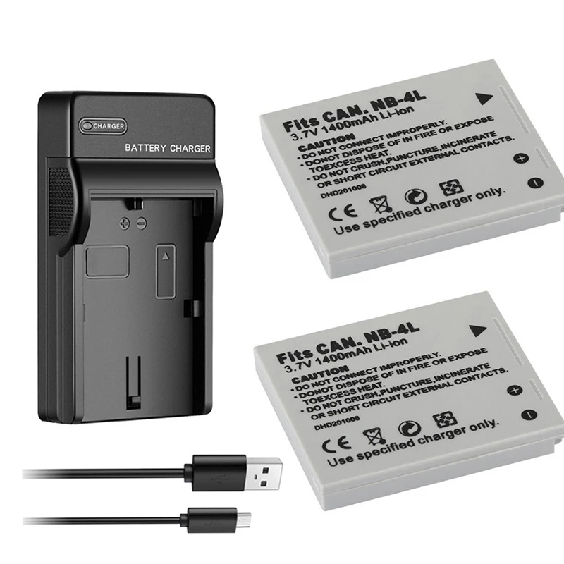 Фото Аккумулятор NB-4L NB4L NB 4L + зарядное устройство USB для камеры Canon IXUS 30 40 50 55 60 65 80 100 Power Shot SD1000 1100 SD780 SD960 №1