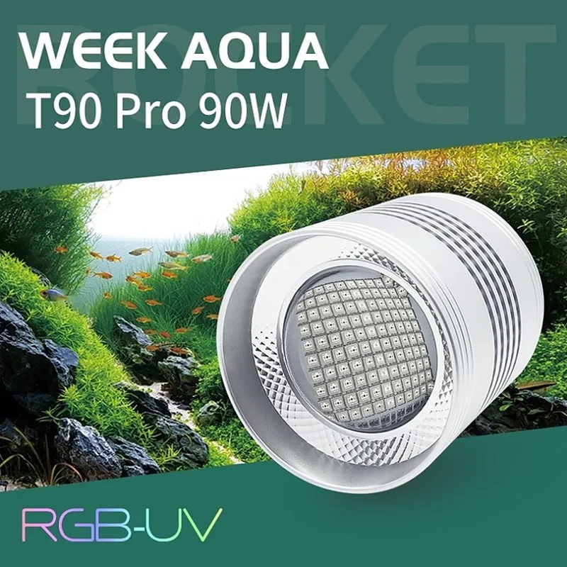 

WEEK AQUA T90 PRO APP Dimmable Aquarium LED Light Full Spectrum Fish Tank Clip on Light for Freshwater Aquatic Plant Lighting