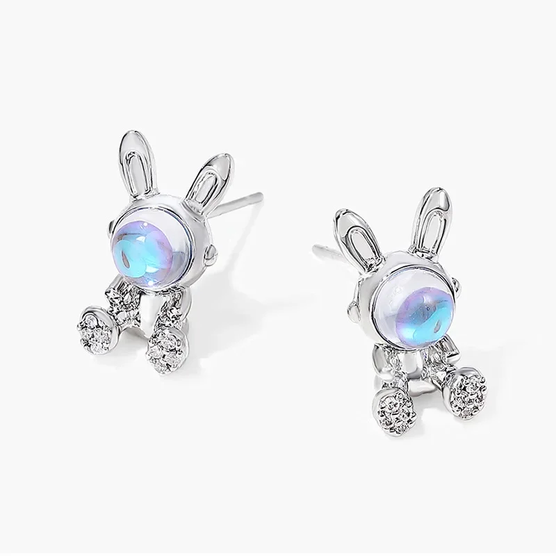 Женские серьги-гвоздики с пятиконечными звездами серебристого цвета