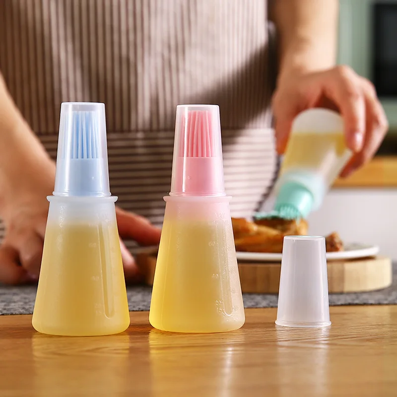 

1 Pcs Portable Silicone Oil Bottle with Brush Grill Oil Brushes Liquid Oil Pastry Kitchen Baking BBQ Tool Kitchen Tools for BBQ