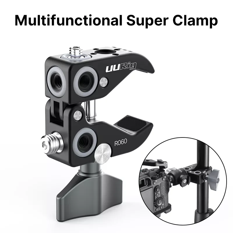 

UURig R060 R094 Super Clamp With 1/4" 3/8" Screw Mount Adapter for DSLR Camera Holder Clip Gimbal Magic Arm for Photog