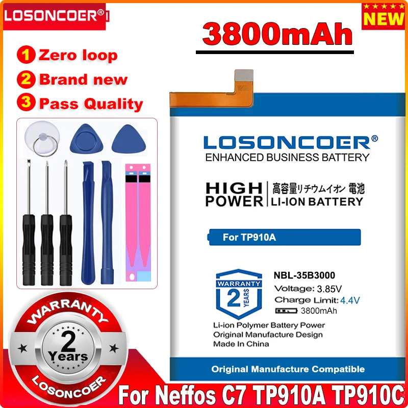 

LOSONCOER 0 Cycle 100% New NBL-35B3000 3800mAh Battery for TP-link Neffos C7 TP910A TP910C Batteries