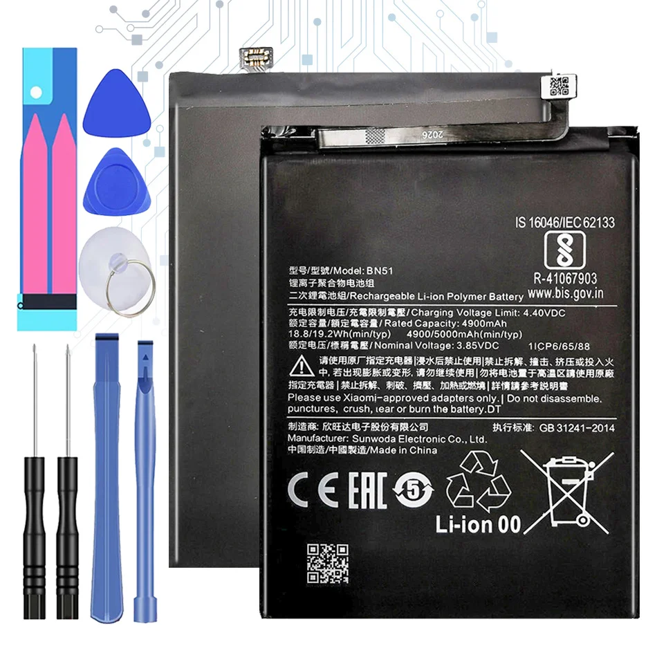 

For Xiao Mi BN51 5000mAh Replacement Battery For Xiaomi Redmi 8 Redmi 8A For Redmi8 Redmi8A Batteria + Free Tools