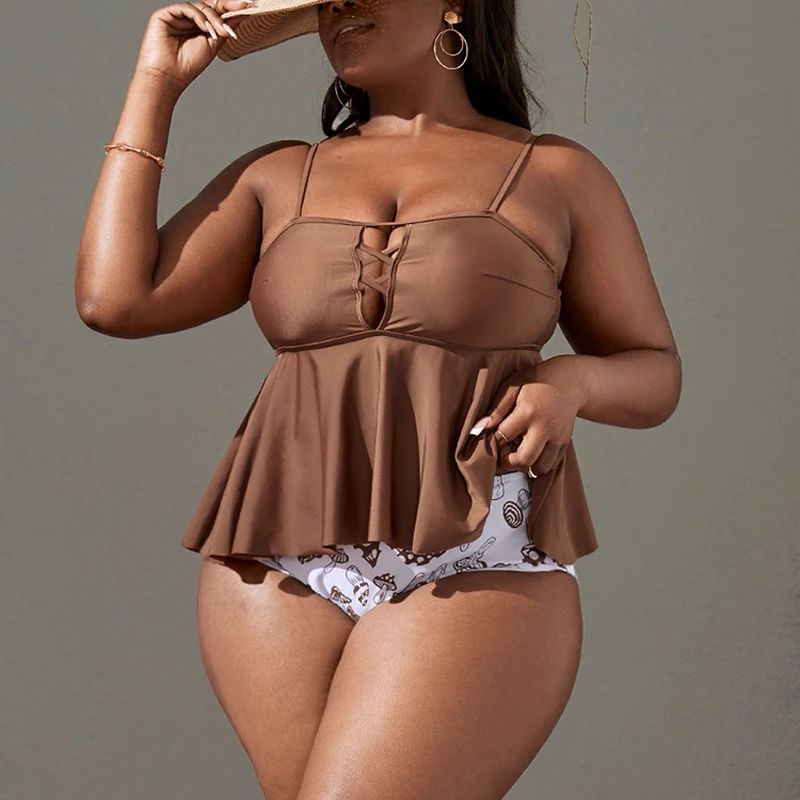 

Новинка 2023, женские купальники размера плюс, женские Танкини, купальники с контролем живота, майка, купальник, пляжная одежда для отдыха