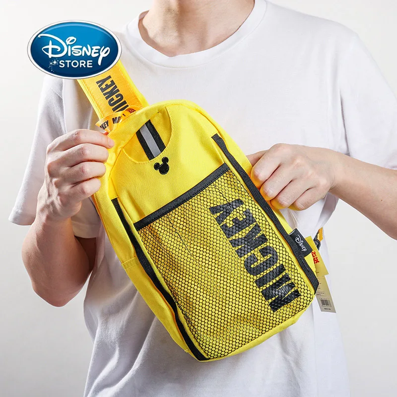 

Сумка на плечо для мальчиков, легкий холщовый дорожный ранец с принтом Микки Мауса, на молнии, нагрудная сумка для хранения