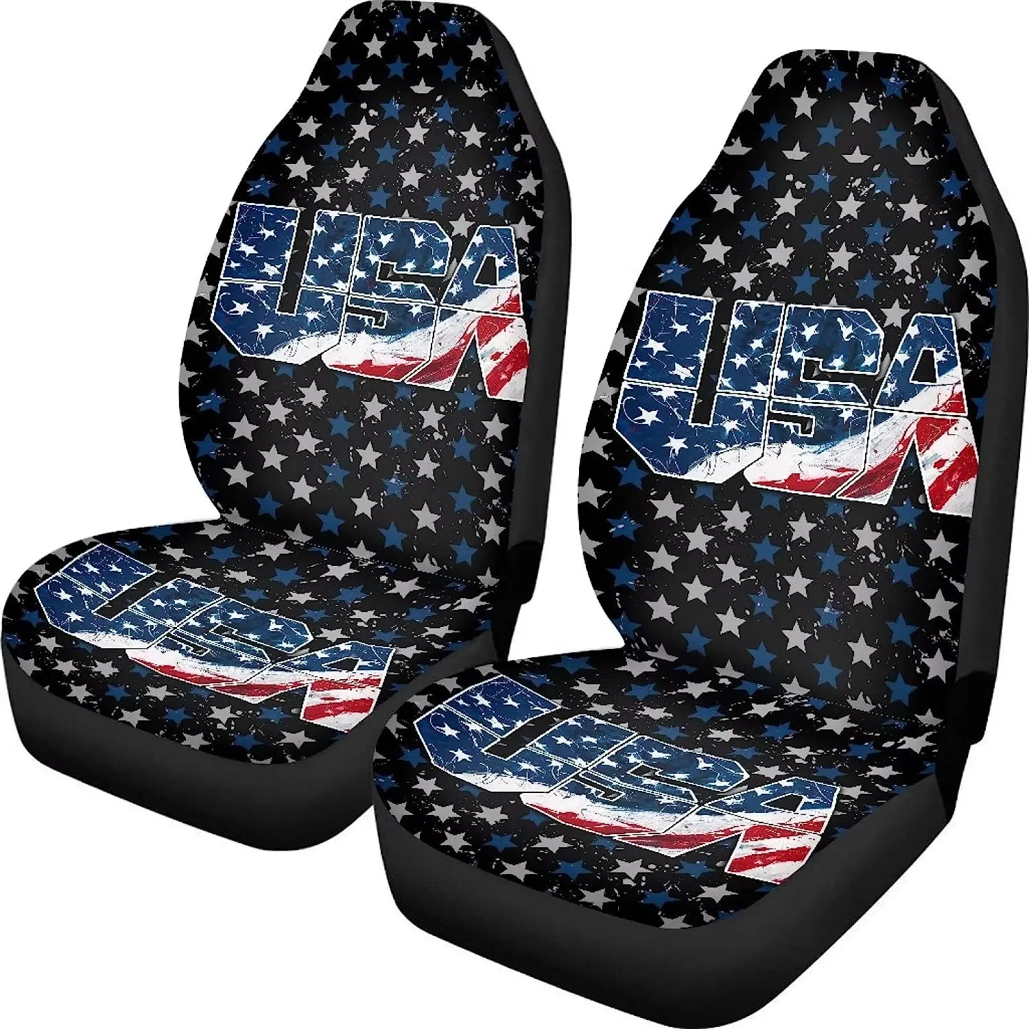 

USA Flag Car Seat Covers Full Set of 2 Vehicle Protector Front Seats Covers American Flag Stars and Stripes Washable Car Cover