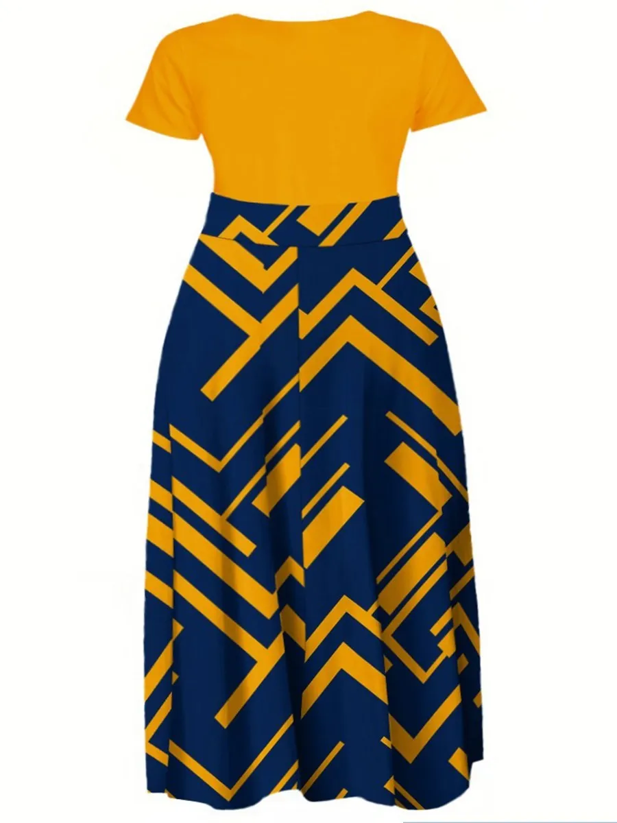 LW Plus Size dresses Letter Print A Line Dress Women's Dresses short sleeve Ladies Casual Elegant Party Maxi Dresses Vestidos