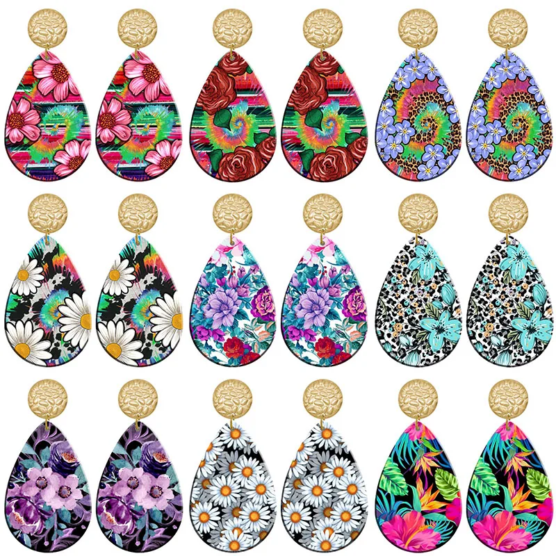 

Colorful FLowers Acrylic Drop Earrings For Women Jewelry Y2K Piercing Ear Hooks Dangle Gift For Girls R2360
