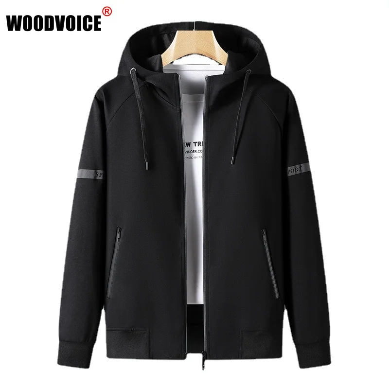 

Hooded Cardigan Sweater Men's 2022 Spring Black Hooded Zipper Casual Cotton Men's Jacket Solid Color Cardigan Cazadora Hombre