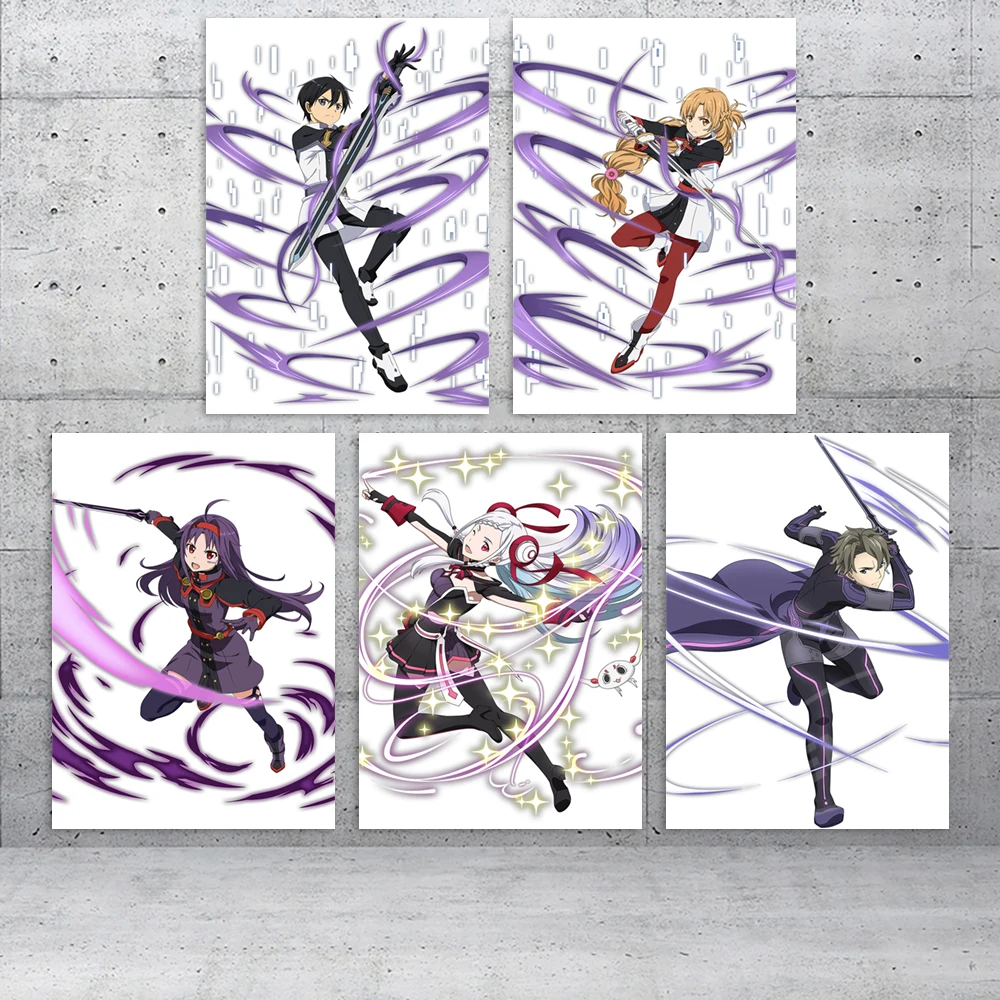 

Холст Yuuki Asuna, печатный настенный меч, художественный онлайн-постер, картина Konno, домашнее украшение, киригая Kazuto, картины для гостиной
