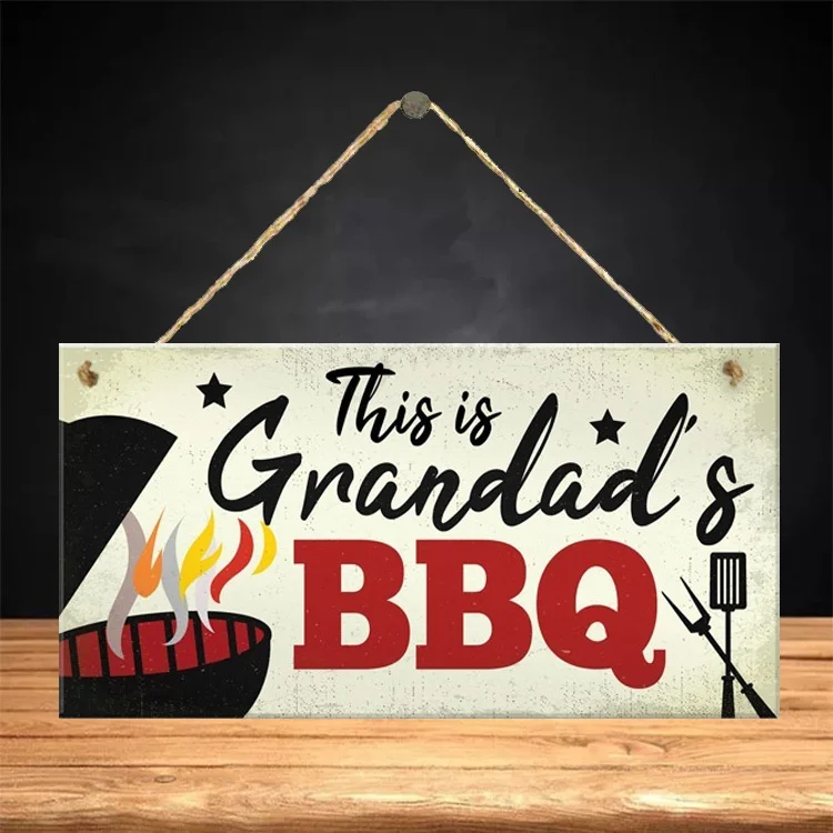 

" This Is Grandad's BBQ"Wooden Hanging Plaque Home Decoration