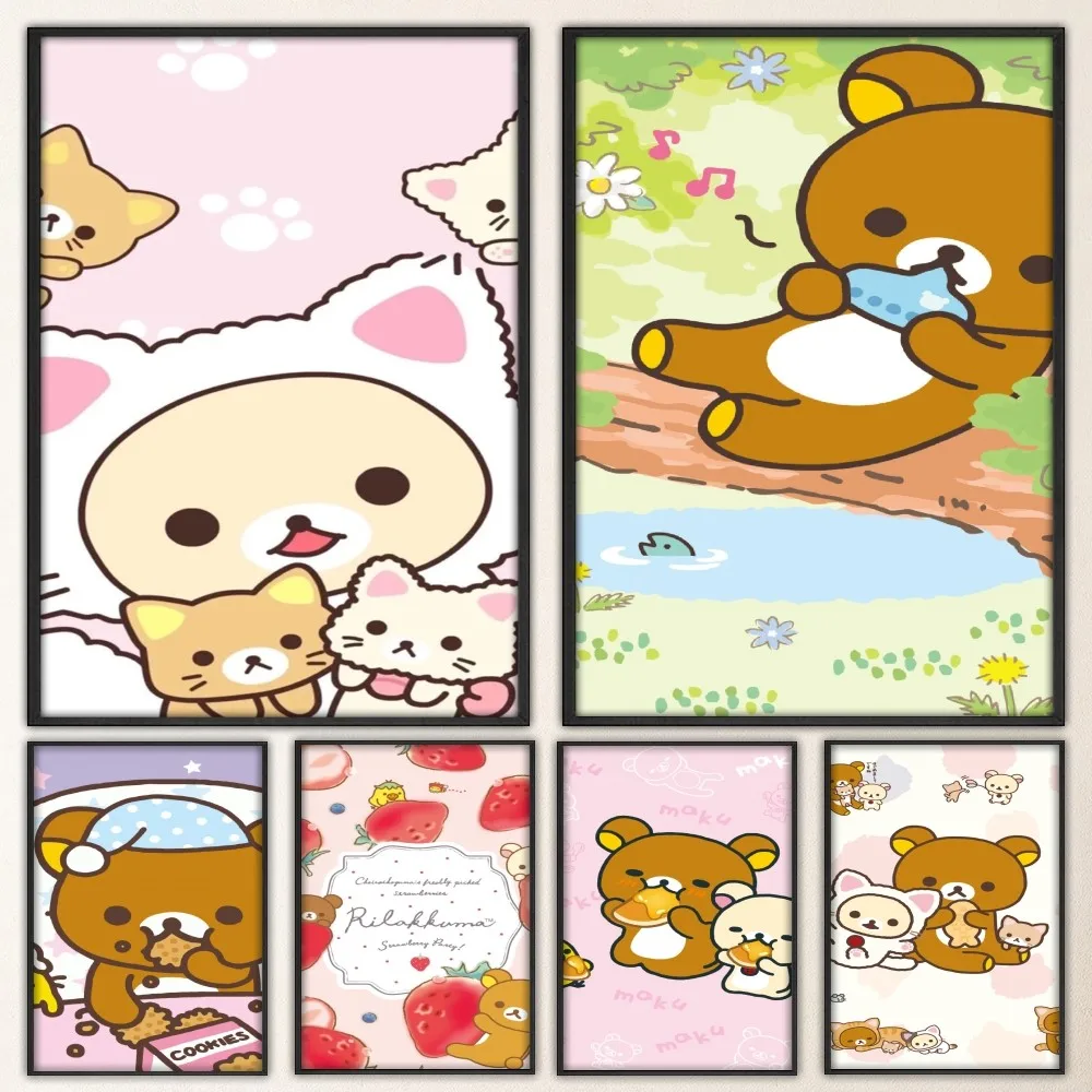Милый мультяшный плакат R-Rilakkuma наклейка в современном стиле настенное искусство