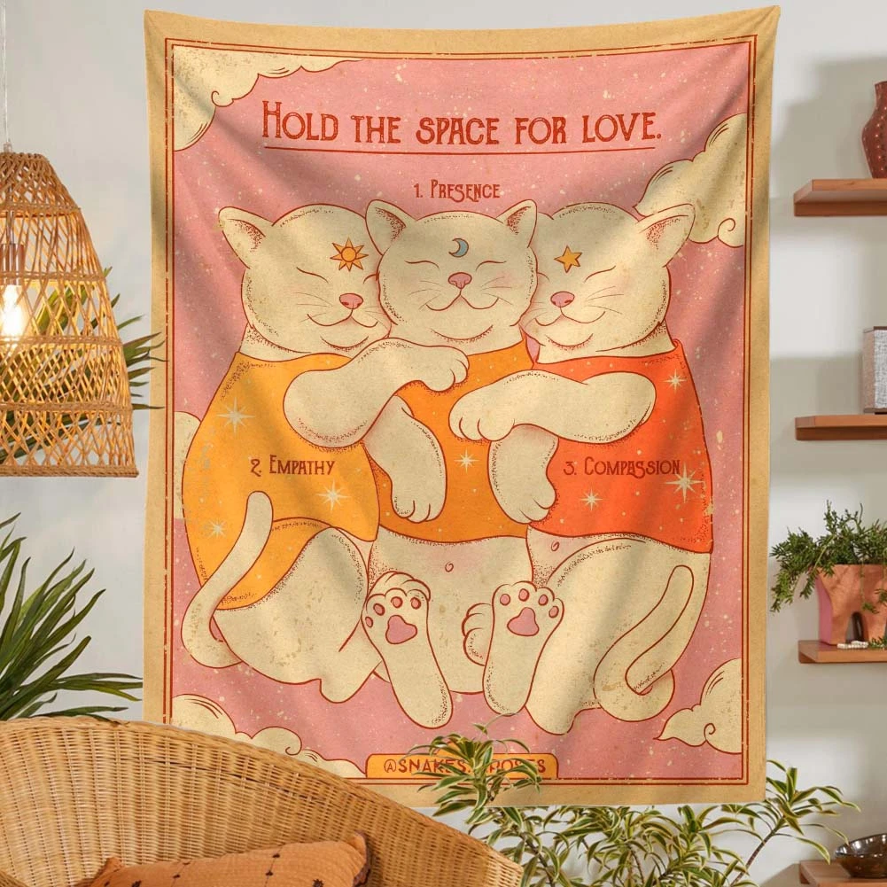 

Cute Cat Tapestry Wall Hanging Kawaii Room Decor for Living Room Kids Room Bedroom Wall Decor Tarot Cards Mural Witchcraft Tapiz