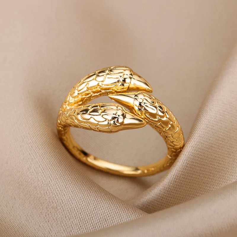

Retro Gothic Dragon Claw Rings for Men Women Exaggerated Gold Color Opening Adjustable Stainelss Steel Ring Punk Jewelry Anillos