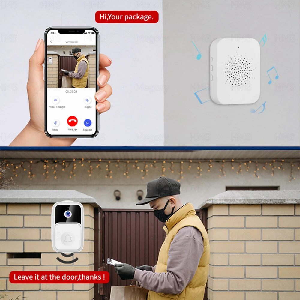Новинка 2022 беспроводной дверной звонок Tuya с камерой HD видео Стандартный Wi-Fi умный