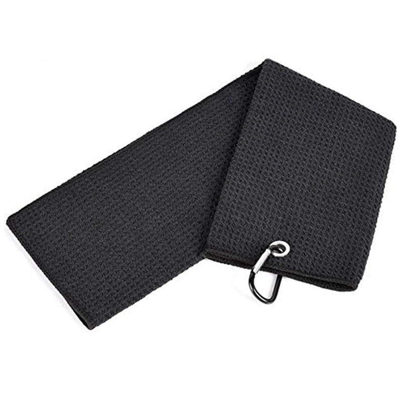 Черное спортивное полотенце из микрофибры 2 шт. тройное для гольфа от пота с