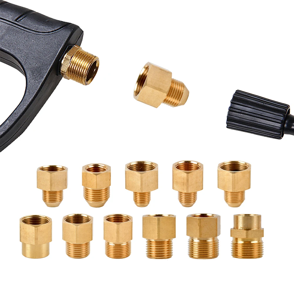 Латунный резьбовой соединитель 3/8 дюйма 1/2 дюйма M14 M18 M22, Штекерный адаптер, мойка высокого давления, пистолет, шланг, соединитель, латунный фитинг Латунный резьбовой соединитель 3/8 дюйма 1/2 дюйма M14 M18 M22, Штекерный адаптер, мойка высокого давления, пистолет, шланг, соединитель, латунный фитинг