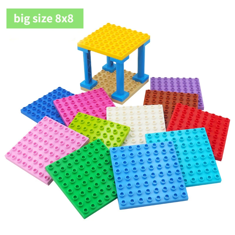 

8x8 Dots Building Blocks BasePlates for Big Size Bricks Plate Assembly Brick Base Plate Compatible with Lego Duplo Bricks