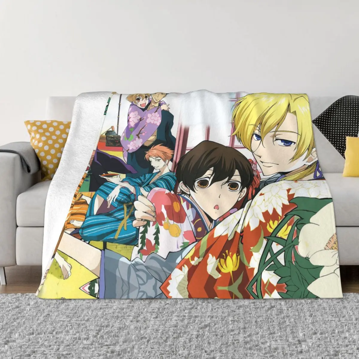 

Ouran Koukou Host Club Knitted Blankets Ouran High School Host Club Japanese Anime Throw Blankets Spring Summer Bedspreads