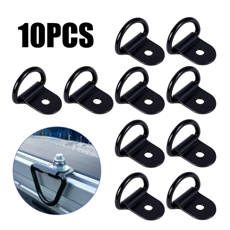 

10Pcs D-shaped Car Puller Stainless Steel Hook Tie Down Anchors Ring Iron Cargo Tie Down Ring for Truck Trailers RV Boats Ship