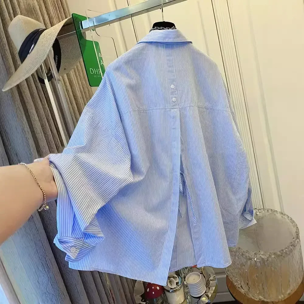 Свободная рубашка с длинными рукавами женская осень 2024 новый стиль тонкая