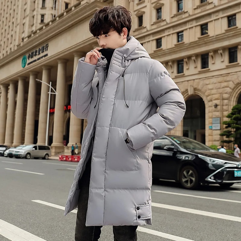 Men Winter Jacket For Men Coat Solid Black Men's Park Long Warm Parkas Warm Male Thick Cotton Padded Slim Outerwear 8XL Black