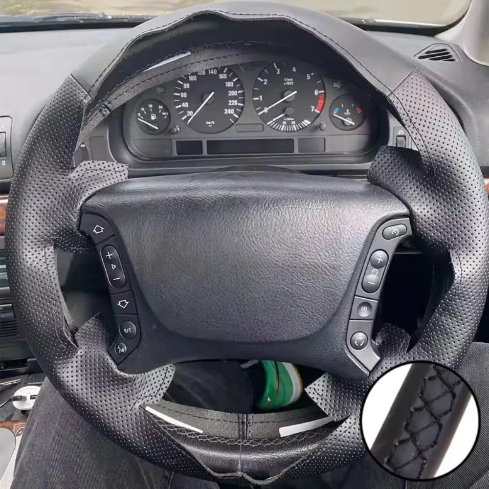 

Чехол На Руль Из Перфорированной Микрофибры Ручной Работы, Черный, Нескользящий, Для BMW Серий 3, 5 (E36, E46, E39), X3 (E83)