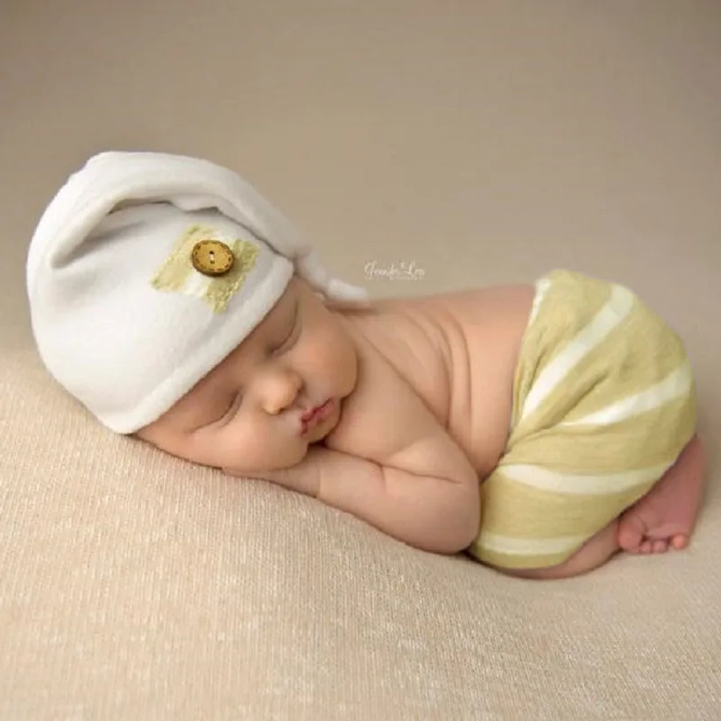 Newborn Photography Clothing Male Baby Photograph Knotted Hat+Stripe Shorts 2Pcs / Set Studio Infant Shooting Props Accessories