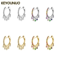 keyounuo gold silver filled drop hoop earrings for women zircon colorful chandelier huggie golden earring jewelry wholesale