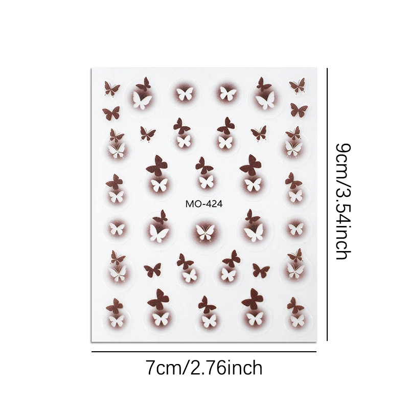 1 Sheet Hollow Star Heart Butterfly Halo Circle Adhesive Nail Art Stickers Decals Manicure Checks Grids Charms