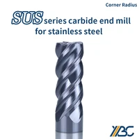 sus solid carbide end mill special for stainless steel 4flute corner radius cnc tungsten steel milling cutter high performance