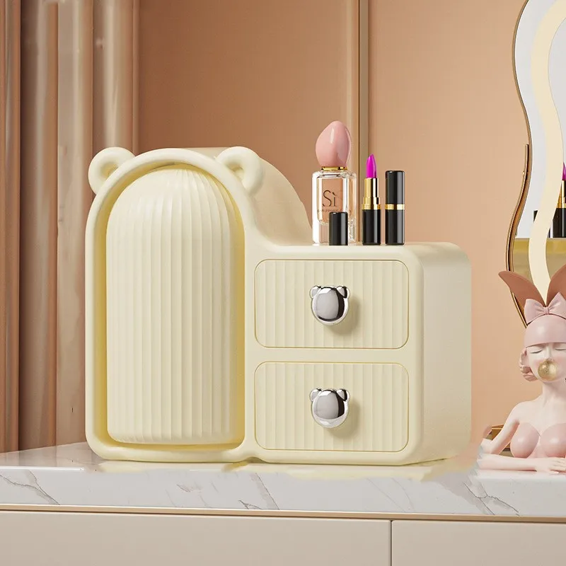 Органайзер для макияжа с ящиком 360° ° Вращающийся держатель косметических кистей