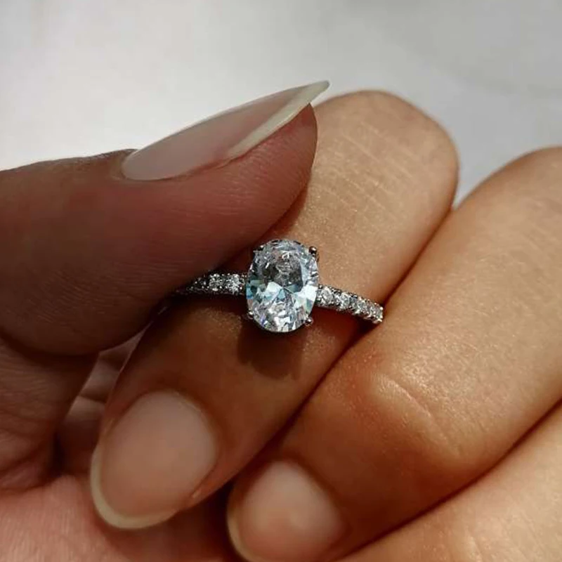 

UILZ Classic Oval Heart Cubic Zircon Rings for Women Girls Dazzling CZ Bride Wedding Open Ring Eternal Promise Jewelry Gifts