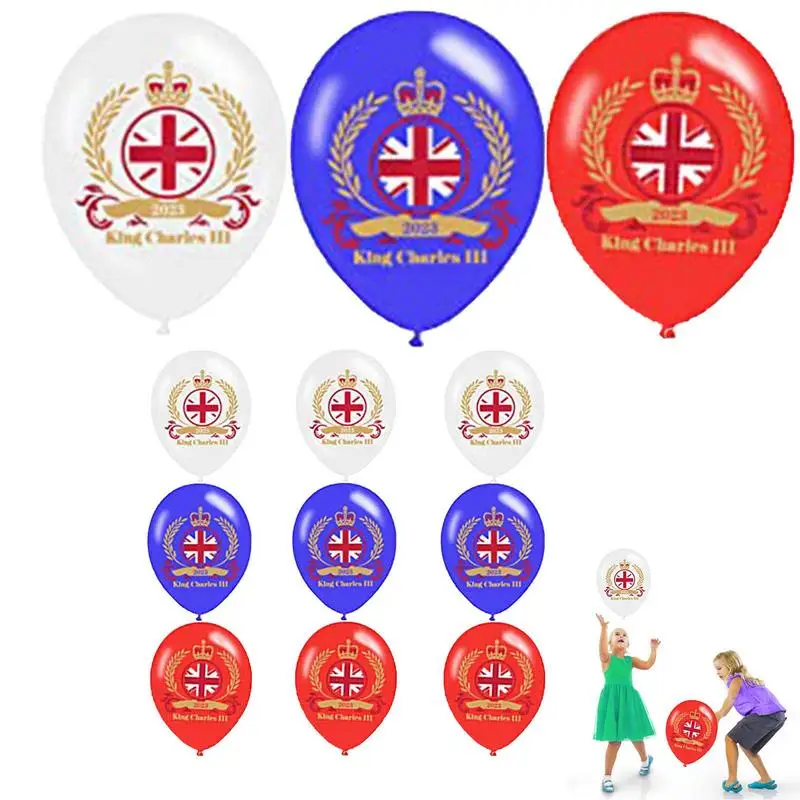 

Charles III Coronation Balloon 12Pcs British Party Decoration Latex Balloons Reusable Unbreakable For Street Coronation Decor