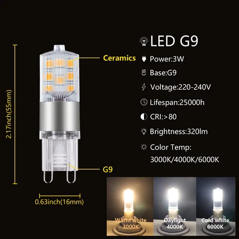 Светодиодная лампа G9 Gatetop 2.5-3 Вт