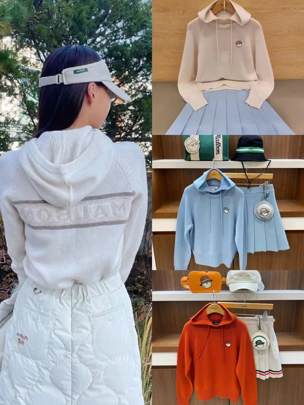 

South Korea's original Golf Clothing Women's Hooded Sweater Age-reducing Joker Thickened Warm Short Knitwear