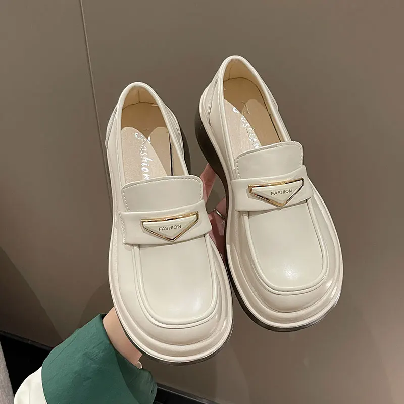 

Кроссовки женские на платформе, Вулканизированная подошва, круглый носок, оксфорды, лоферы без шнуровки, меховые сабо, Классическая Летняя обувь