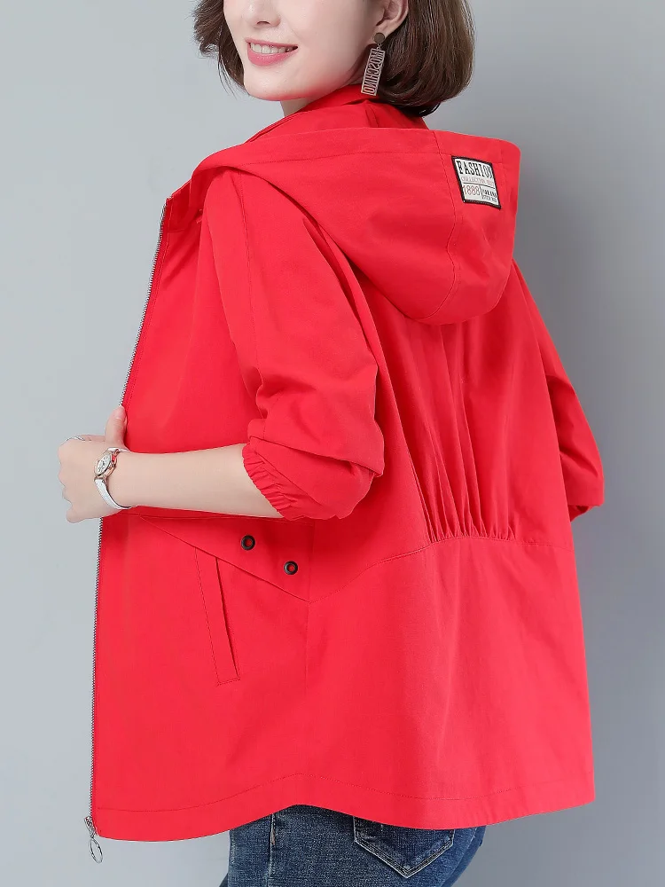 Pure Cotton Women Short coat Autumn Casual Top Middle-Aged Middle-aged Dress Loose Plus size Spring and Short Tr...