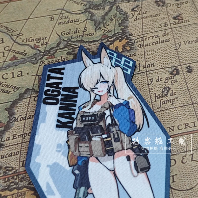 Голубая архивная Кана нашивки с крючками и петлями для одежды стикер в стиле