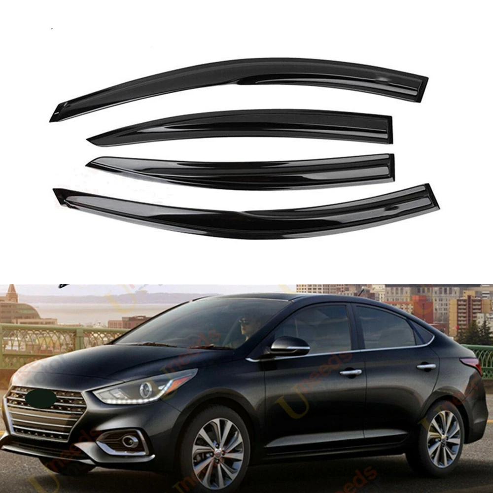 

For Hyundai ACCENT 2018 2019 2020 2021+ Window Visor Rain Guard Weather Shield Wind Deflector Slim Trim Awning Shelter Raincoats