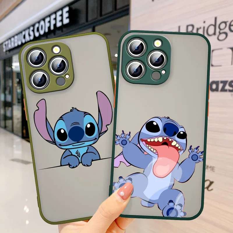 

Lovely Lilo Stitch Frosted Translucent For Apple IPhone 13 12 Mini 11 Pro XS MAX XR X 8 7 6 SE Plus Silicone Phone Case