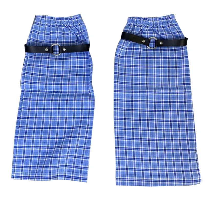 Women Harajuku Plaid Check Print Leg Warmers with Faux Leather Ring Gothic Punk  Foot Cover Socks Wide Leg Baggy 37JB