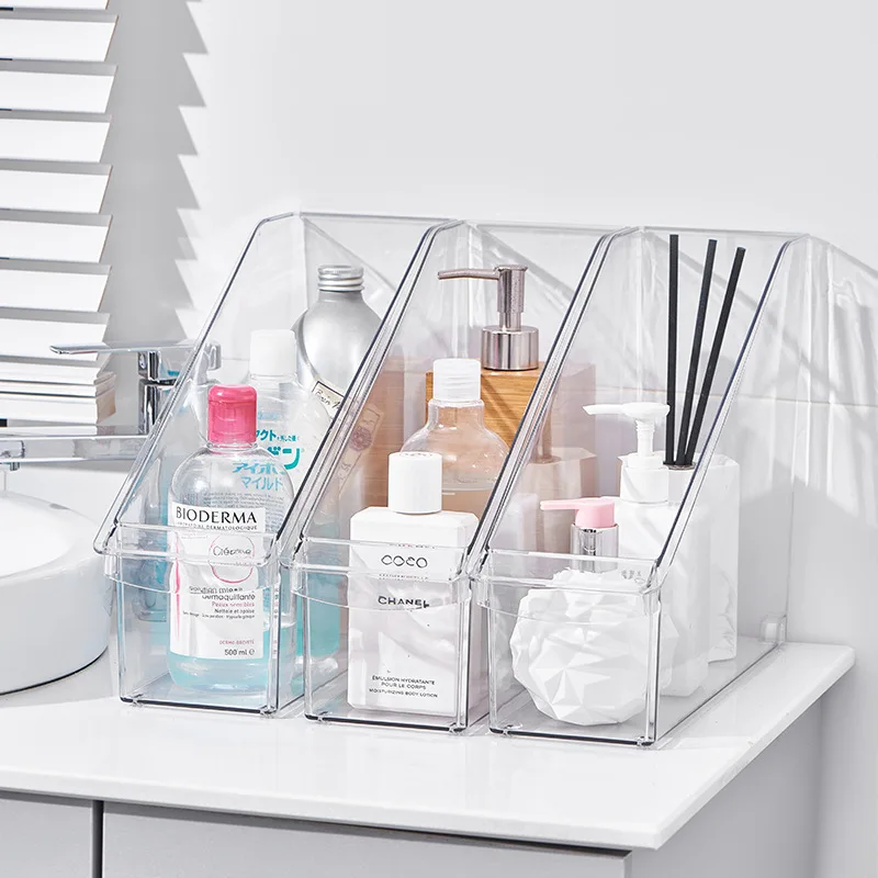 

Прозрачная настольная коробка для хранения, рабочая полка, корзина для хранения под прямым углом, полка для хранения учебников для студентов